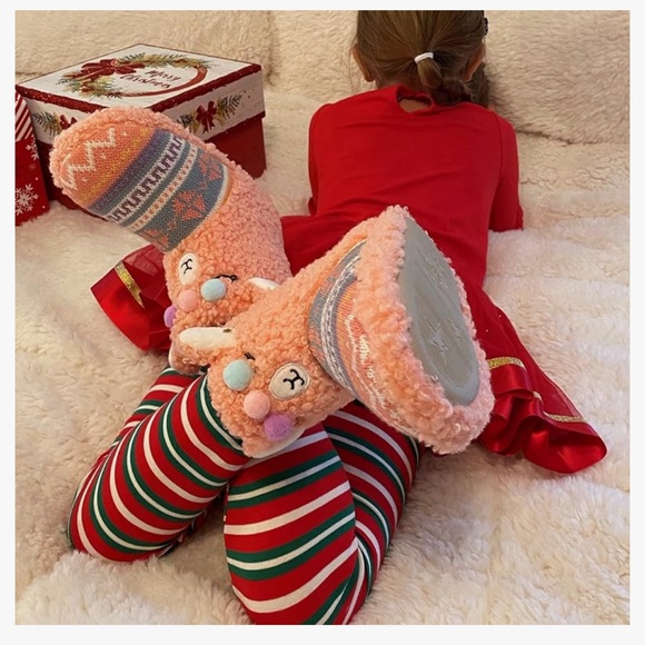 New Girls Totes Pink Llama Fuzzy Warm Slipper Boots Size XL 13-1 Kids - Picture 4 of 4